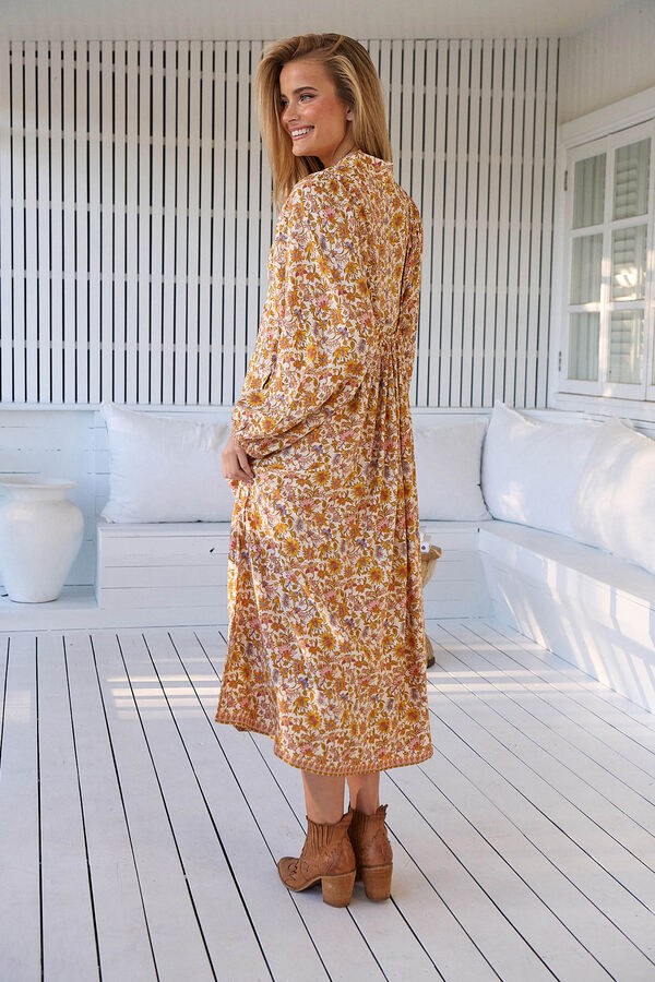 Jaase Vestido midi de manga larga Boheme Beige