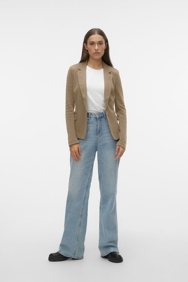 Vero Moda Blazer com aba e bolsos Castanho