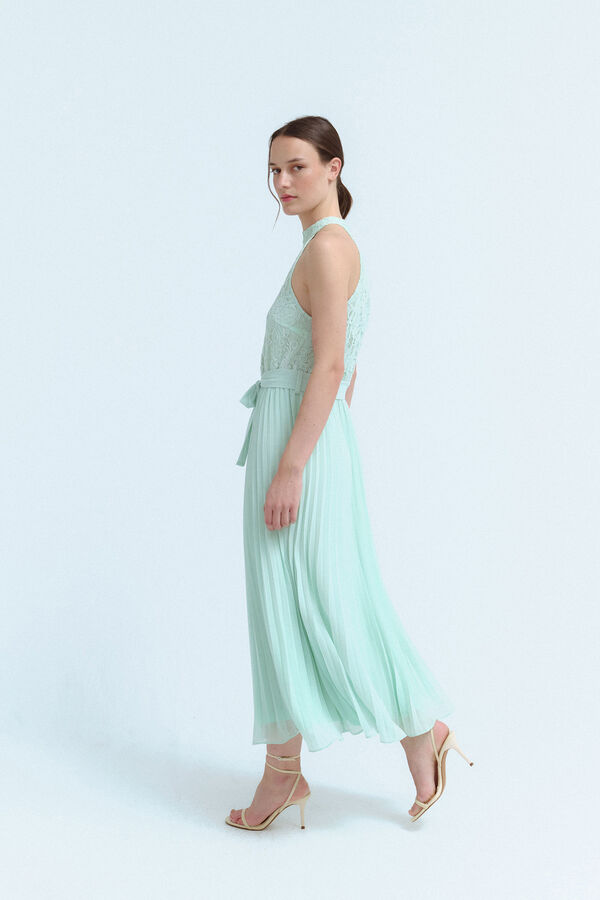 Vila Vestido de fiesta plisado con encaje Verde