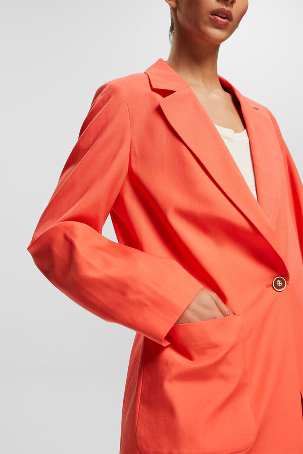 Cortefiel Blazer relaxed fit tencel Coral