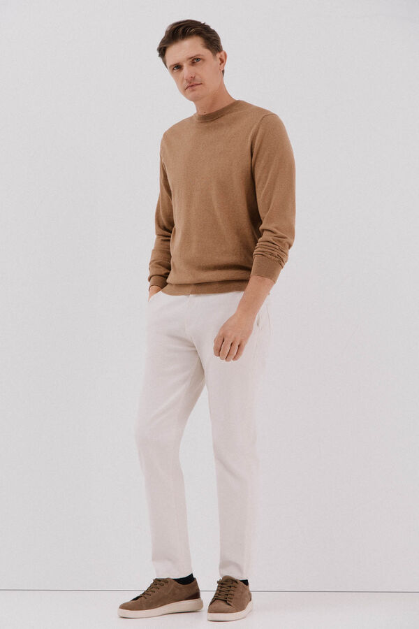 Cortefiel Jersey algod&oacute;n cashmere cuello caja Beige