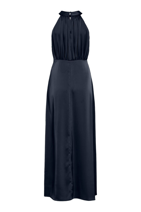 Vila Vestido largo satinado de fiesta Azul marino