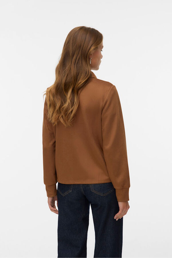 Vero Moda Camisa com efeito camur&ccedil;a Castanho