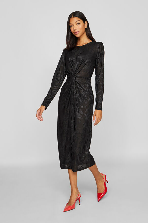 Vila Vestido midi jacquard Negro