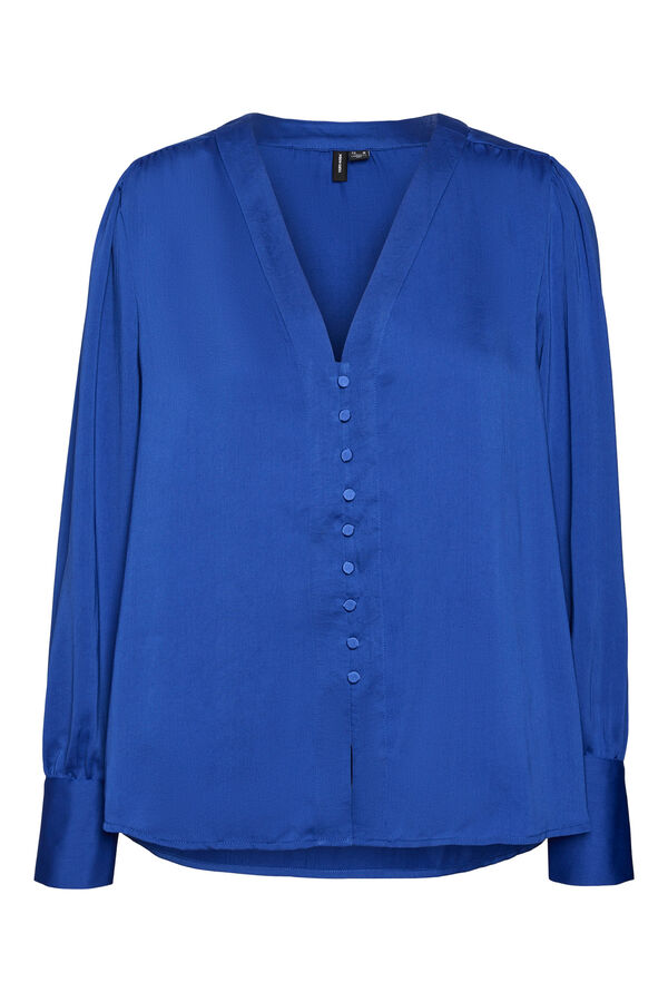 Vero Moda Top de manga larga cuello pico Azul