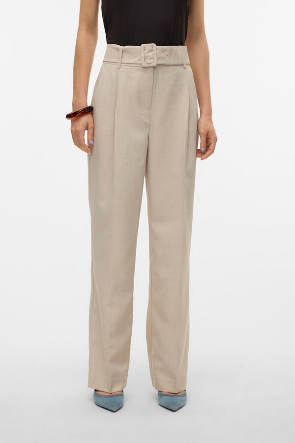 Vero Moda Pantal&oacute;n recto con cintur&oacute;n Gris