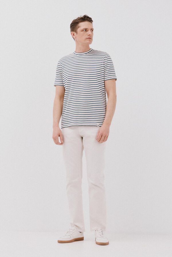 Cortefiel Camiseta rayas slub Marfil