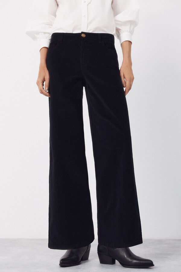 Cortefiel Pantalones Marine Velvet Negro