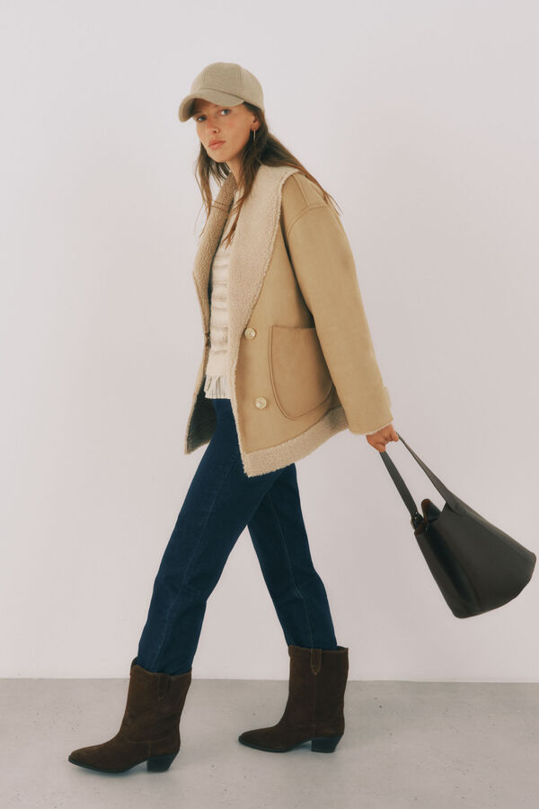 Cortefiel Cazadora efecto doble faz Beige