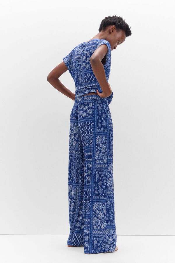 Cortefiel Pantal&oacute;n punto flu&iacute;do Estampado azul