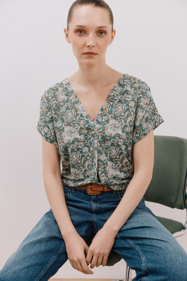 Cortefiel Top pico estampada Multicolor