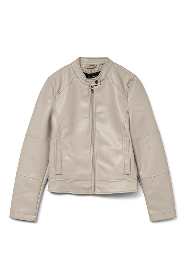 Vero Moda Cazadora efecto piel cuello Perkins Beige