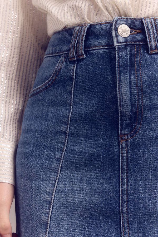 Slowlove Falda Vaquera Cortes Azul