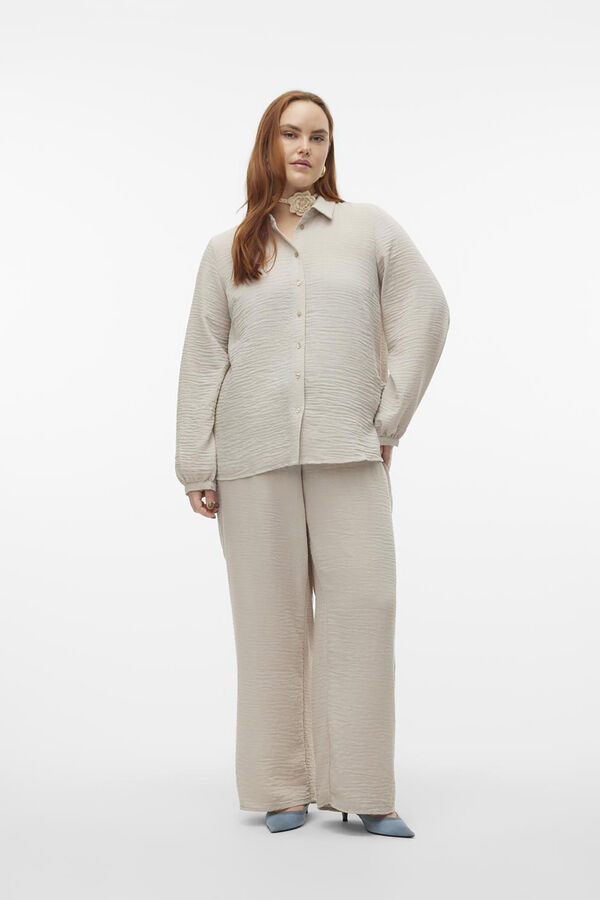 Vero Moda Curve Pantal&oacute;n largo de lino talla grande Gris