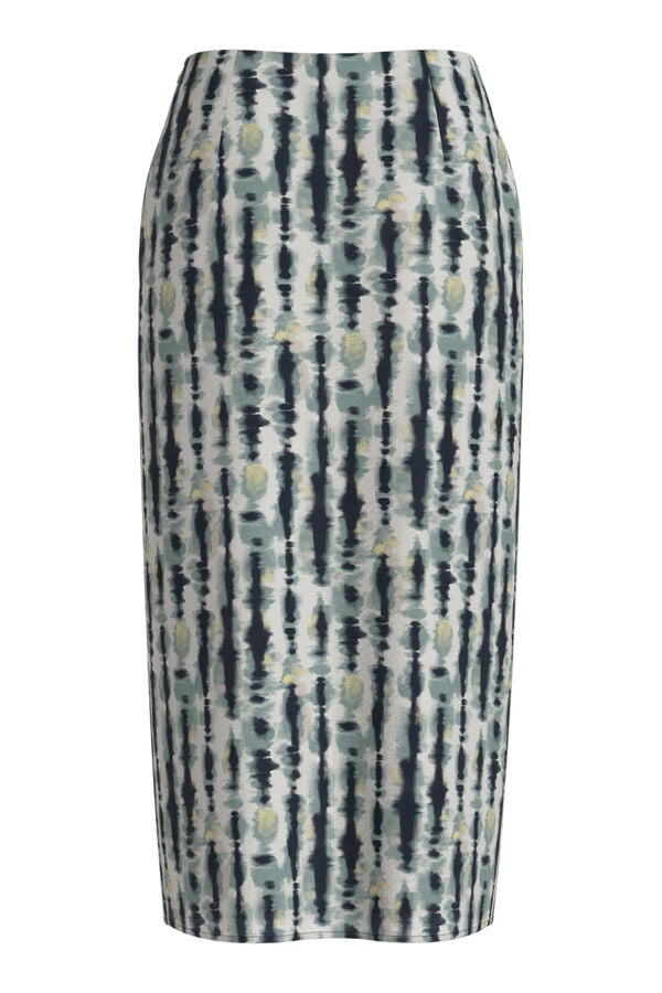 Vila Saia midi com estampado &eacute;tnico em viscose Azul
