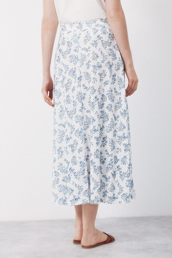 Cortefiel Falda capa midi Estampado azul