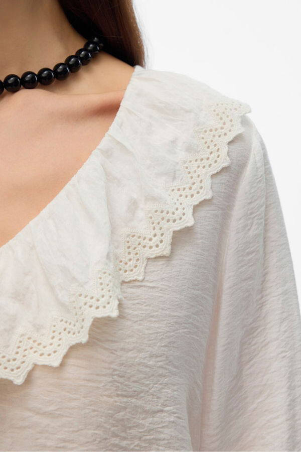 Vero Moda Camisa de cuello volante Blanco