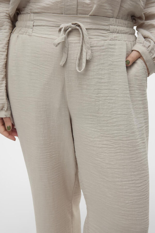 Vero Moda Curve Pantal&oacute;n largo de lino talla grande Gris