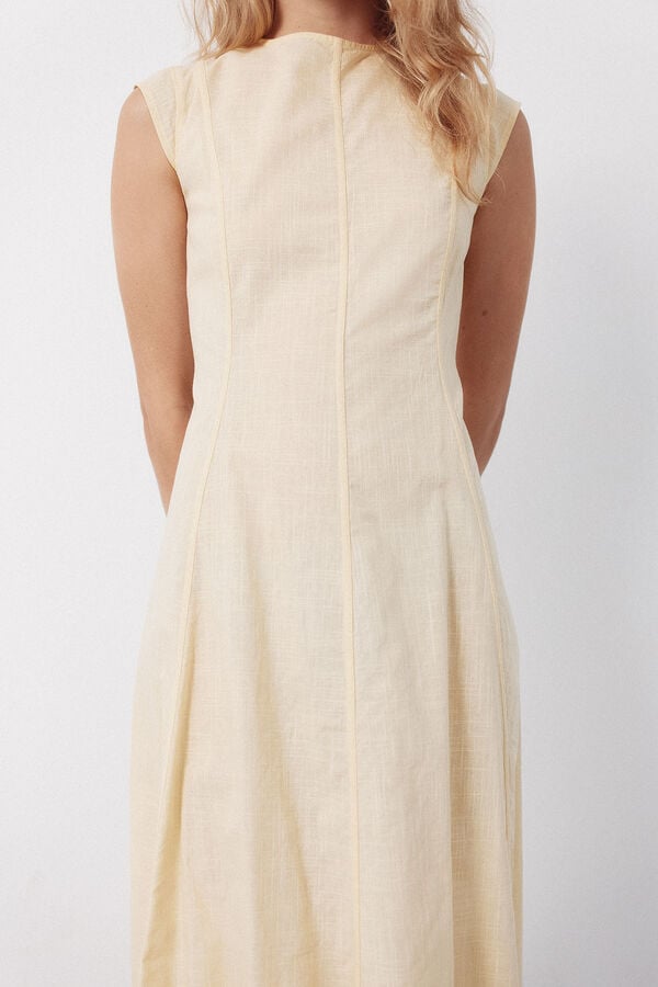 Cortefiel Vestido contrastante Amarelo