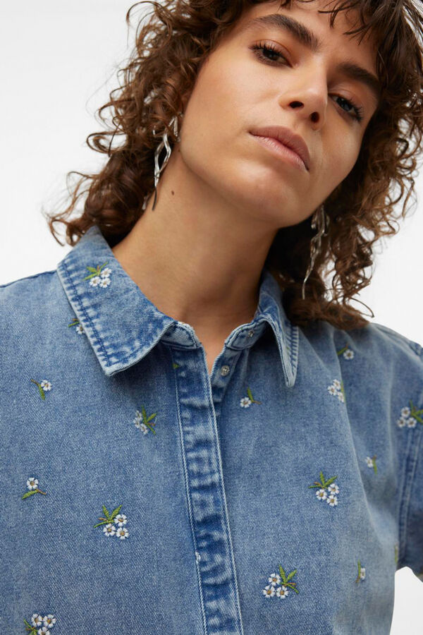 Vero Moda Camisa de ganga estampada Azul