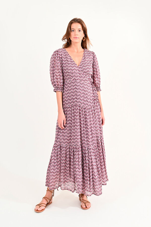 Molly Bracken Vestido largo con estampado lazada y volantes Multicolor