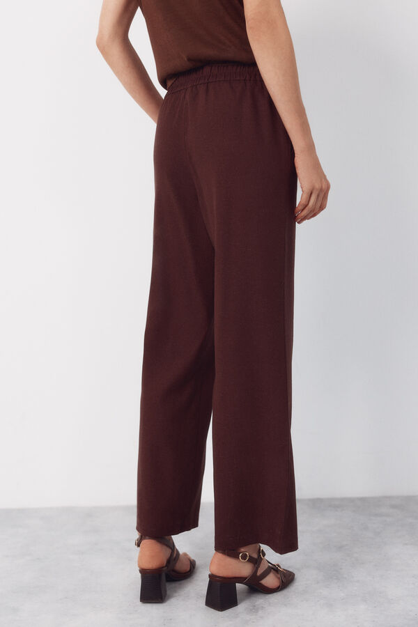 Cortefiel Pantal&oacute;n con lino con botones dorados Marr&oacute;n