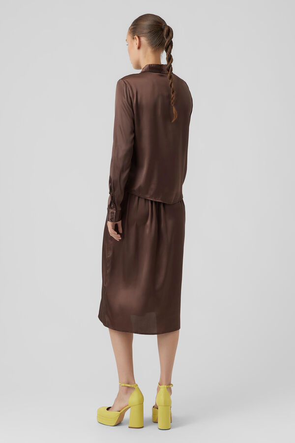 Vero Moda Camisa b&aacute;sica de mujer manga larga Castanho