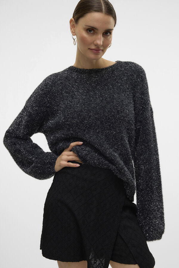 Vero Moda Su&eacute;ter manga comprida com lurex Preto