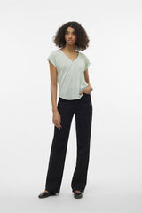 Vero Moda T-shirt lúrex com decote Azul