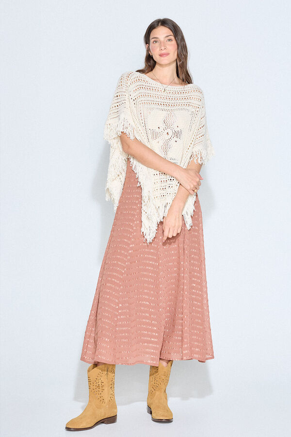 Slowlove Poncho de malha Ecru