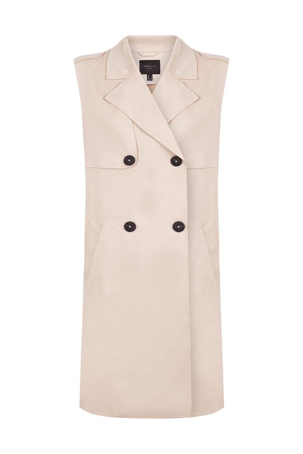 Cortefiel Colete comprido efeito perante Ecru