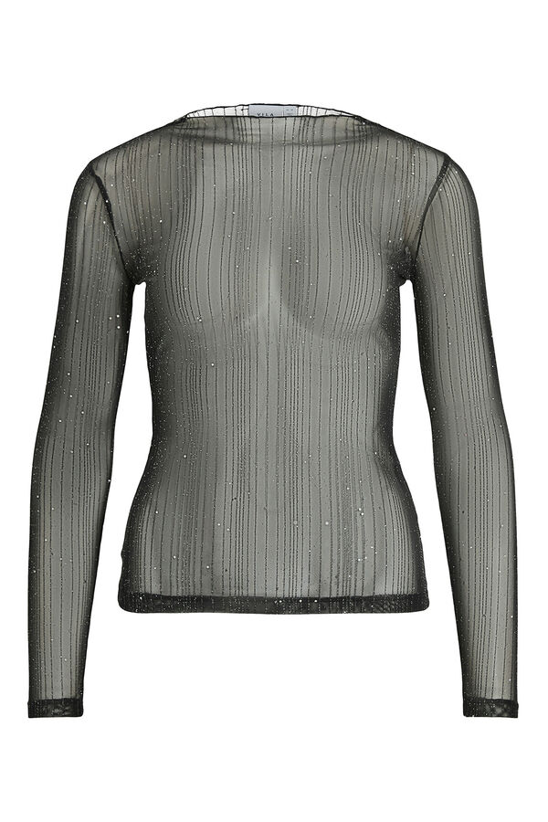 Vila Top transparente con purpurina Negro