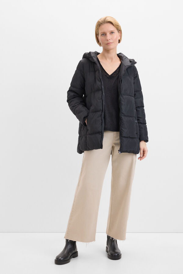 Cortefiel Anorak corto capucha Negro