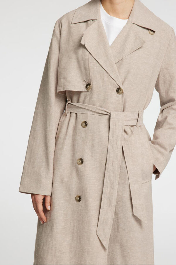 Selected Femme Casaco longo de linho Castanho