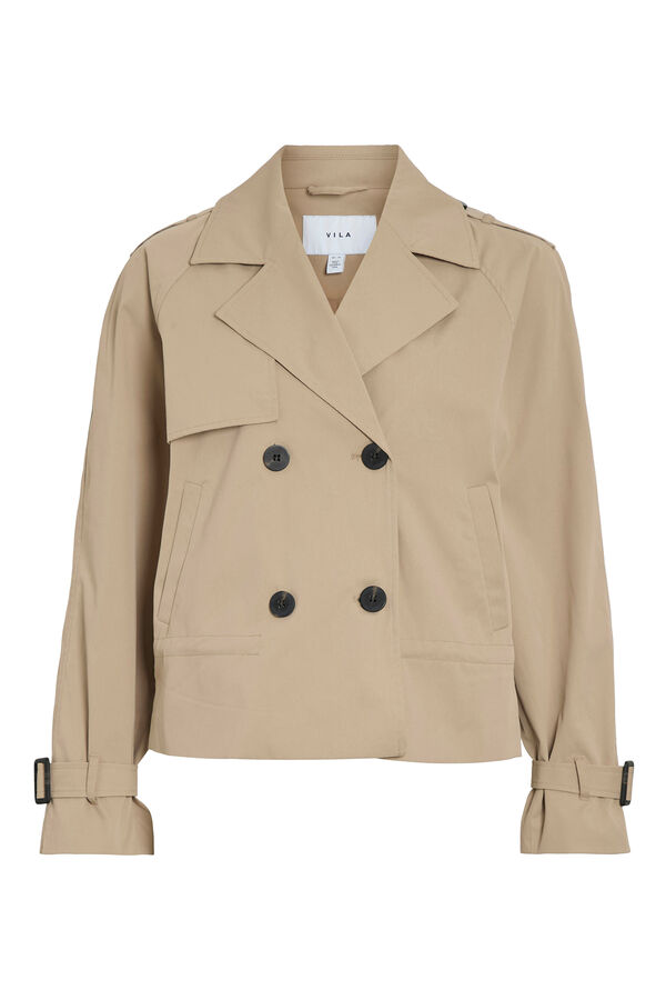Vila Trench coat curto com bot&otilde;es Castanho