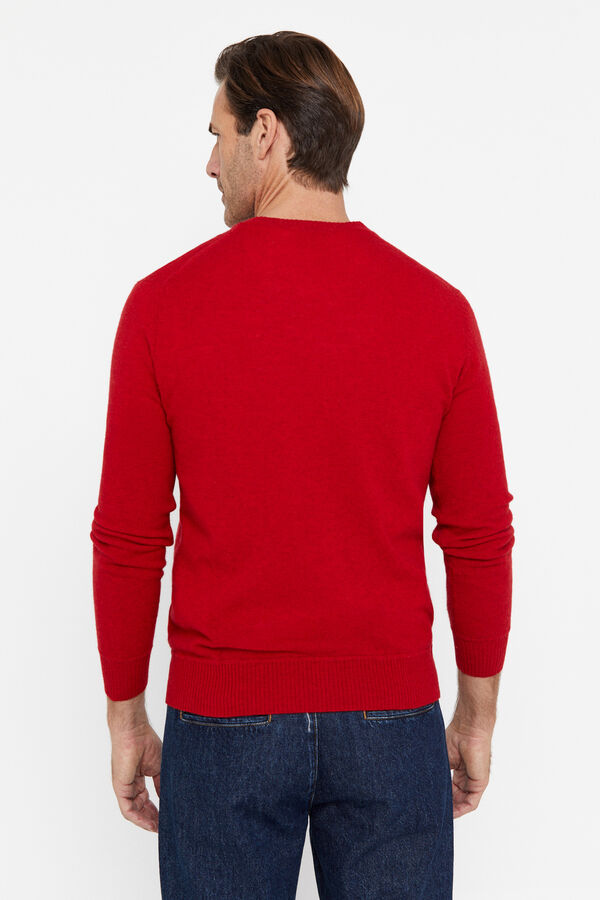 Cortefiel Jersey lana lambswool en cuelo redondo Rojo