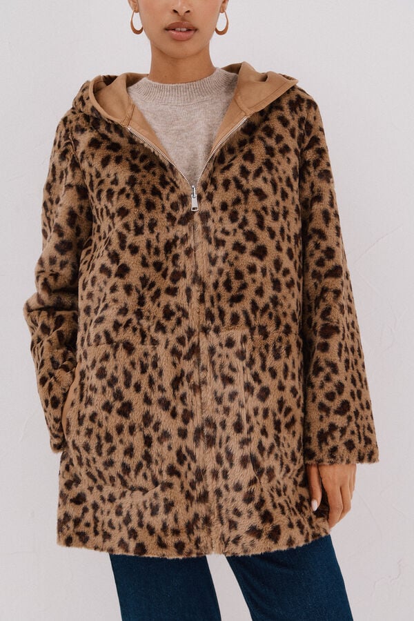 Cortefiel Abrigo efecto doble faz reversible Beige