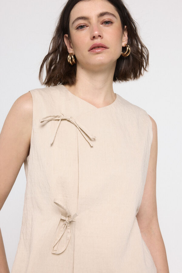 Vero Moda Top de linho com laçada Cinzento