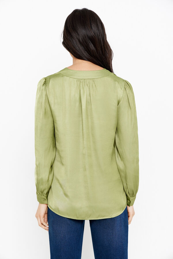 Cortefiel Blusa satinada saten Verde