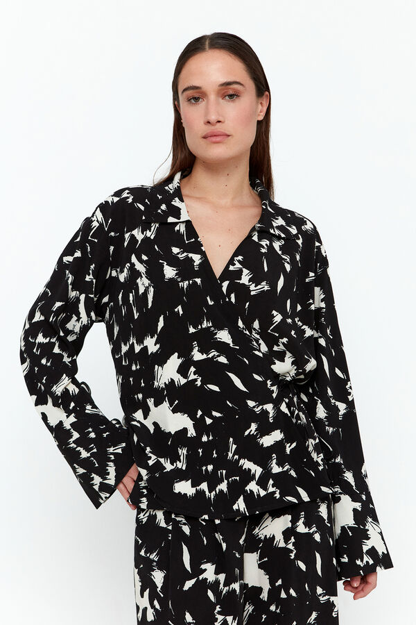 Vero Moda Blusa de manga larga cruzada Gris