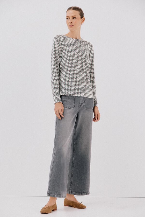 Cortefiel Camiseta caja botones Estampado verde