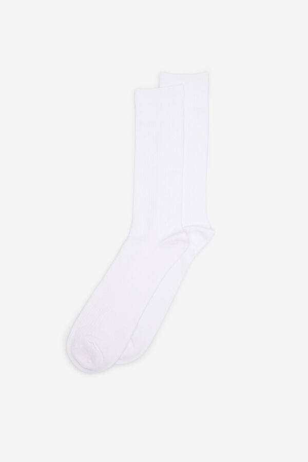 Cortefiel Calcet&iacute;n liso con coolmax Blanco
