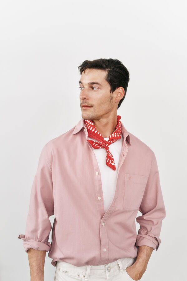 OOTO Camisa oxford liso manga larga Rosa