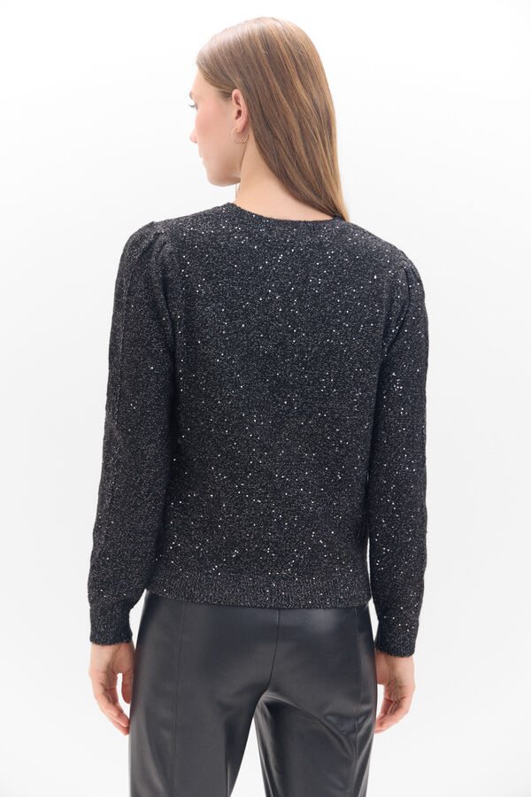 Cortefiel Jersey punto lentejuelas Negro