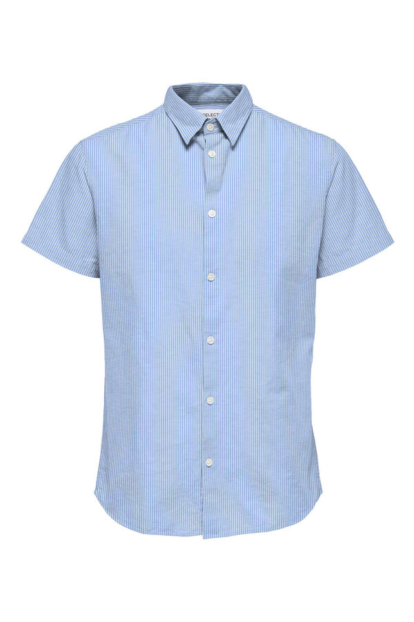 Cortefiel Camisa manga corta lino Azul oscuro