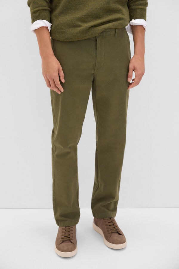 Cortefiel Pantal&oacute;n chino regular fit Verde