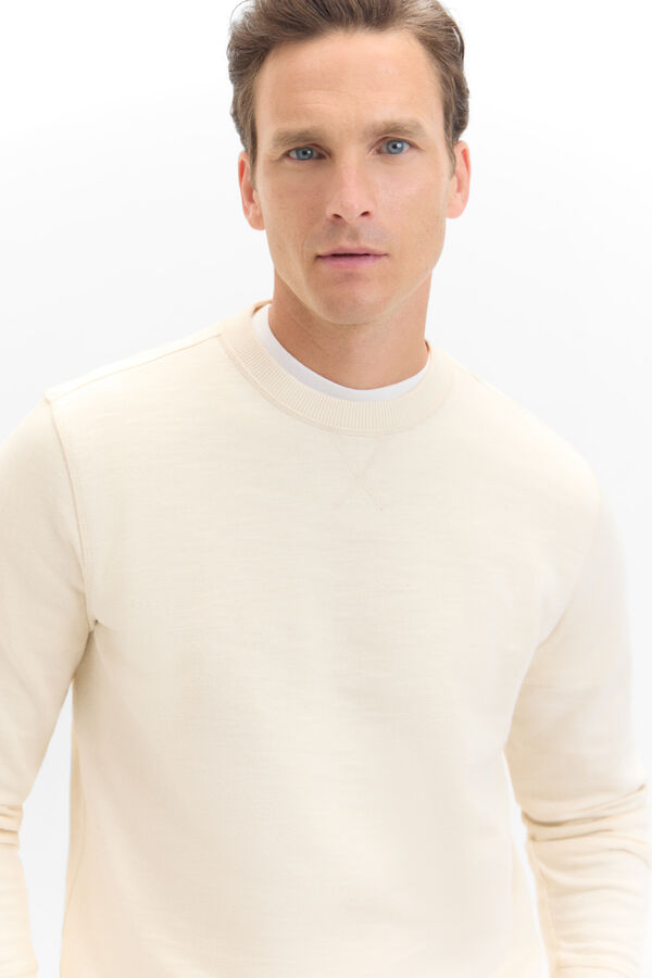 Cortefiel Sweatshirt gola caixa Ecru
