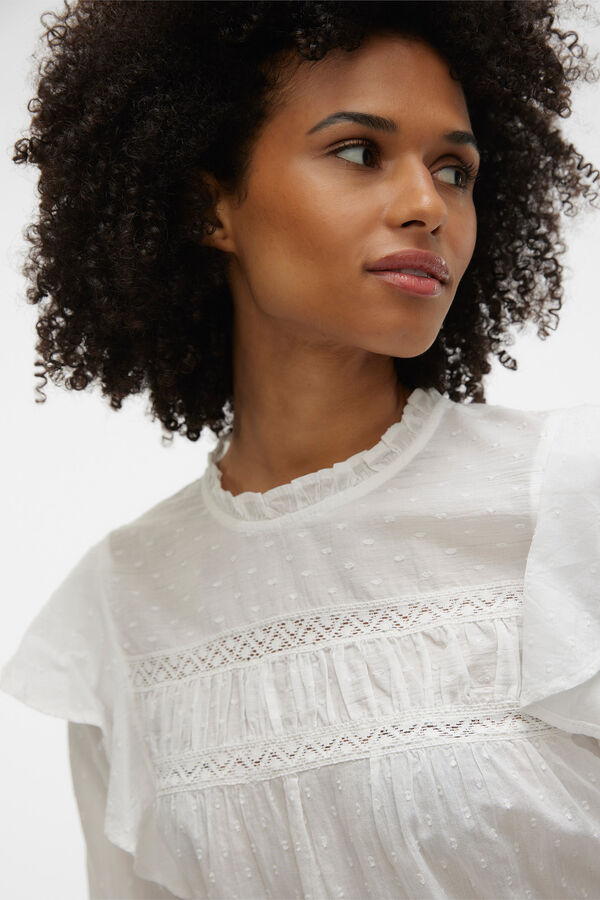 Vero Moda Top plumeti volantes Blanco