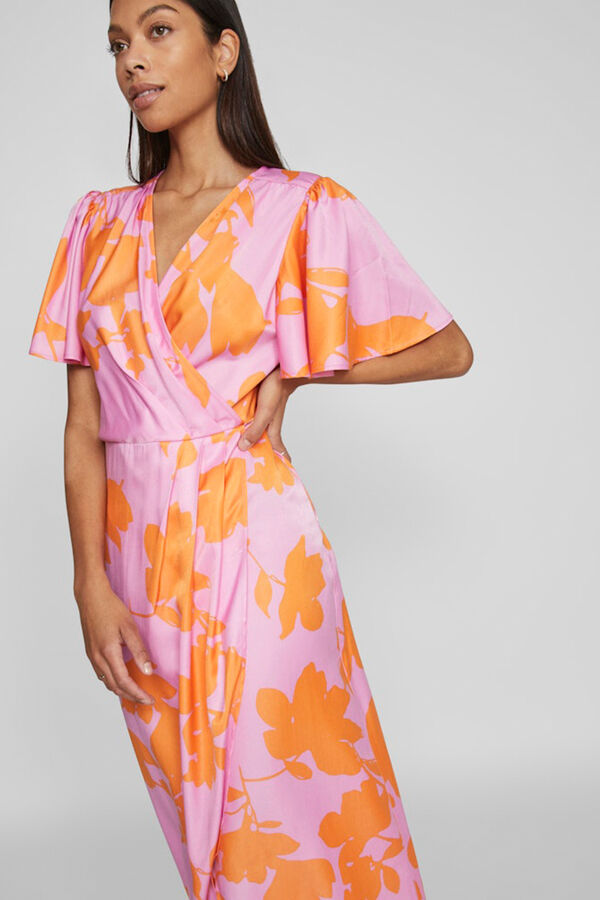 Vila Vestido midi satinado de fiesta Lila