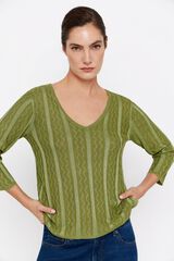 Cortefiel Camisola com fios metalizados Verde